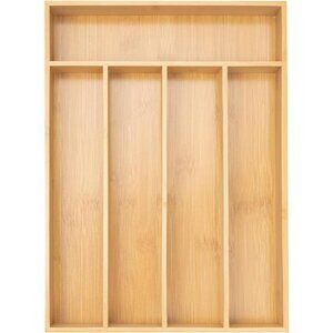 Bamboo Kitchen Drawer Organizer Utensil Cutlery Flatware Tray 5 Slot Holder